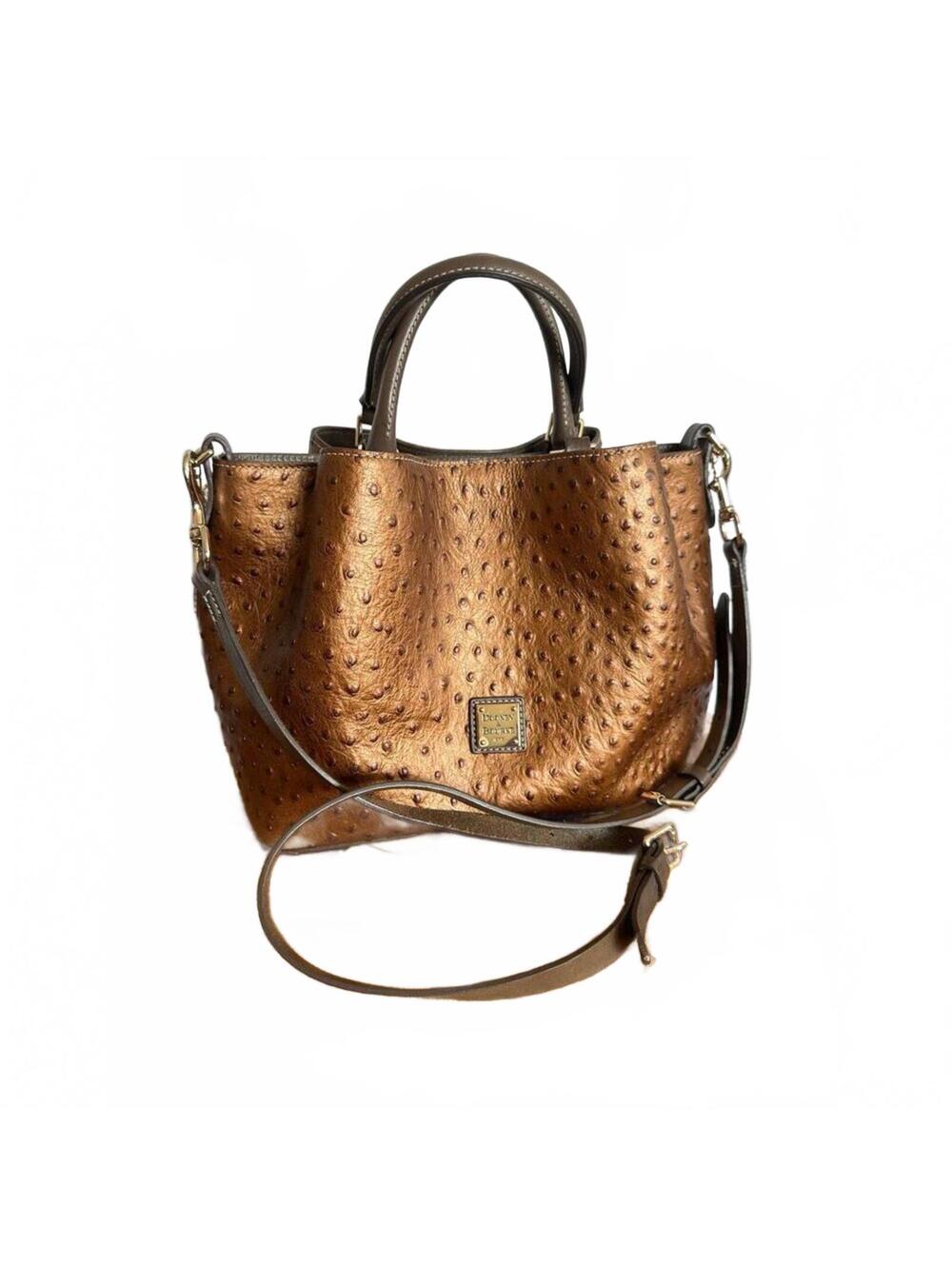 Dooney & Bourke Rare Bronze Ostrich Barlow Satchel